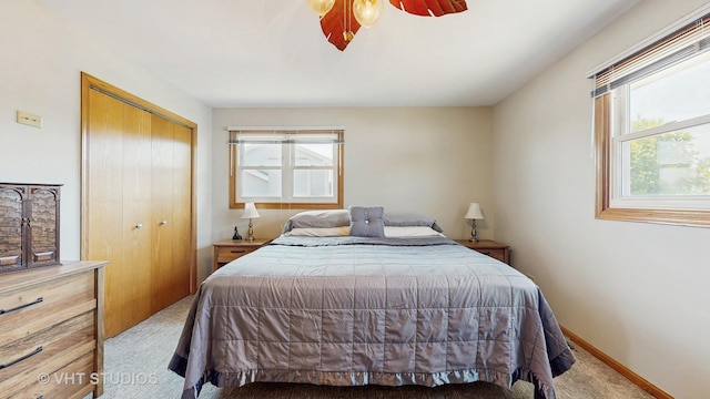 2220 Manico Dr, Crest Hill, IL 60403 - carpeted bedroom with a closet and a ceiling fan