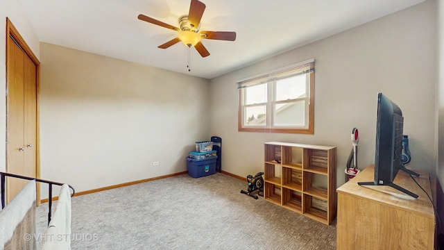 2220 Manico Dr, Crest Hill, IL 60403 - office space with a ceiling fan and carpet floors