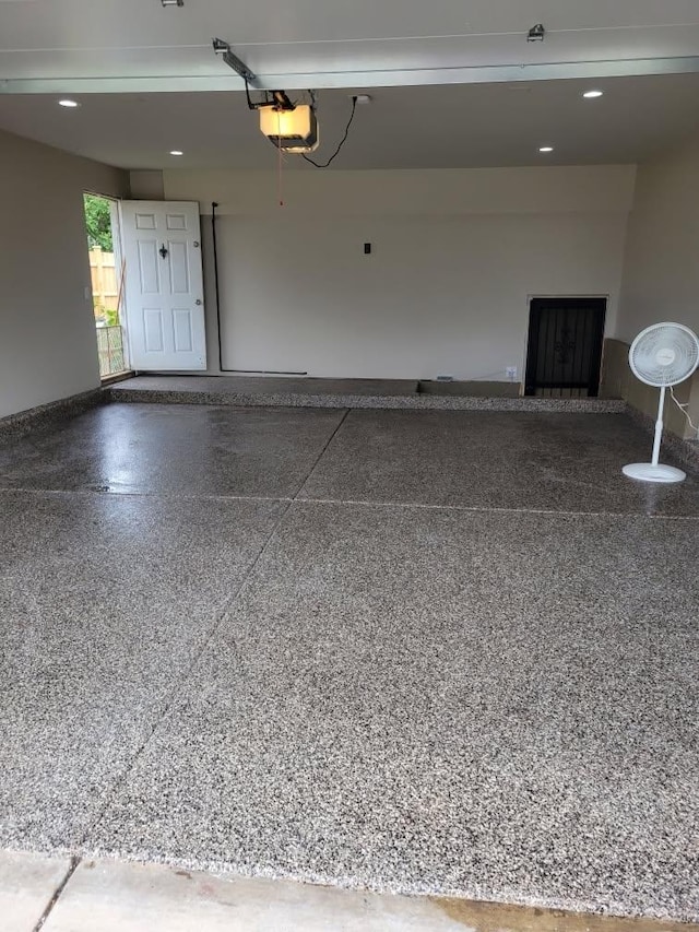 2220 Manico Dr, Crest Hill, IL 60403 - garage featuring a garage door opener and recessed lighting
