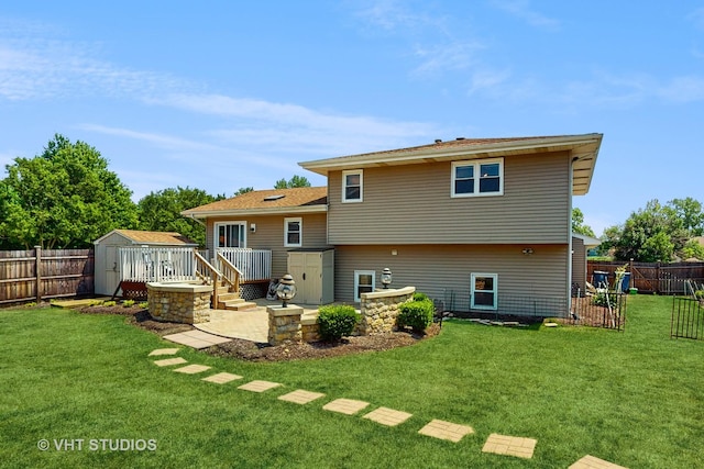 2220 Manico Dr, Crest Hill, IL 60403 - back of property with a shed and a fenced backyard