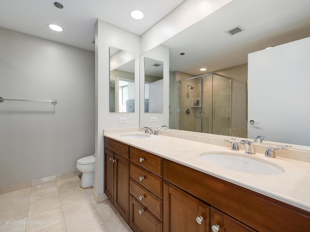 600 N Lake Shore Dr Unit 1802, Chicago, IL 60611 - bathroom featuring a sink, a shower stall, toilet, and double vanity
