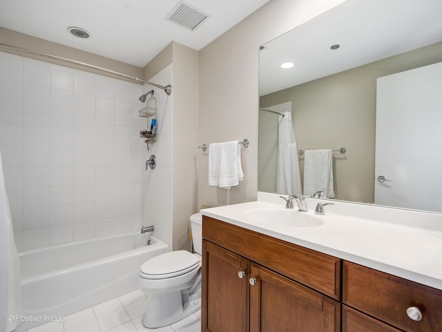 600 N Lake Shore Dr Unit 1802, Chicago, IL 60611 - full bathroom featuring tile patterned flooring, shower / tub combo with curtain, vanity, toilet, and visible vents