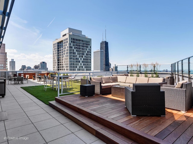 600 N Lake Shore Dr Unit 1802, Chicago, IL 60611 - wooden deck featuring outdoor lounge area, a yard, and a city view