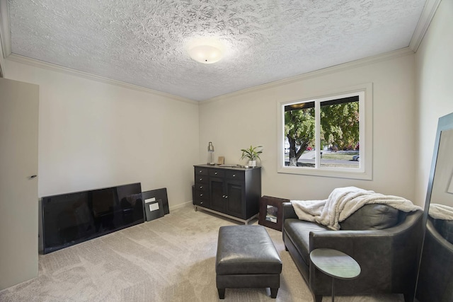 2104 Oakwood Ave, Bloomington, IL 61704 - sitting room with crown molding, a textured ceiling, and carpet
