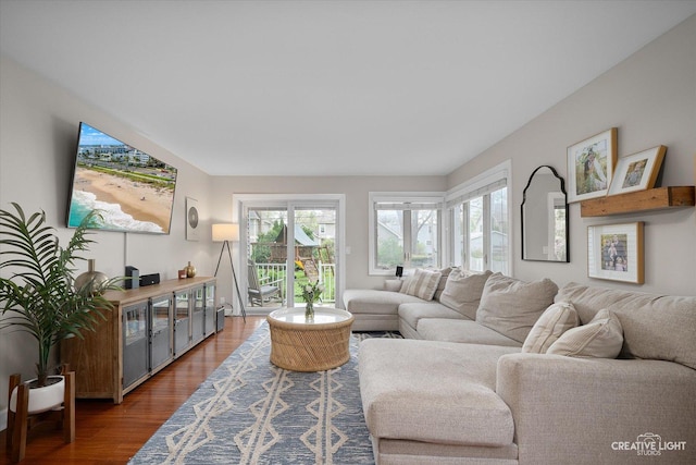 living room with wood finished floors