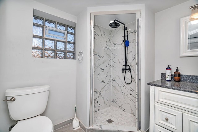 13916 S Dearborn St, Riverdale, IL 60827 - full bathroom featuring baseboards, a marble finish shower, vanity, and toilet