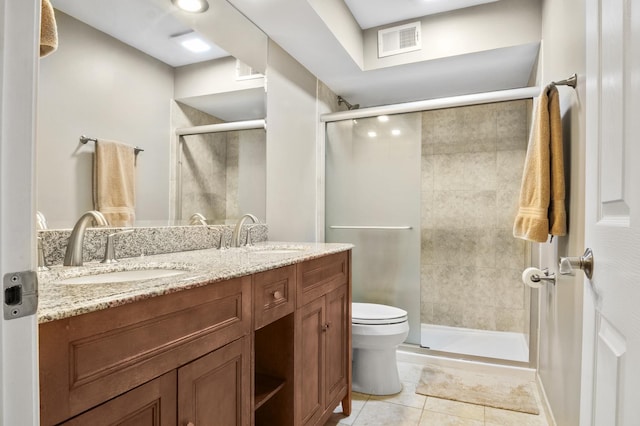 3104 Antelope Springs Rd, Northbrook, IL 60062 - bathroom featuring tile patterned floors, visible vents, a shower stall, and a sink