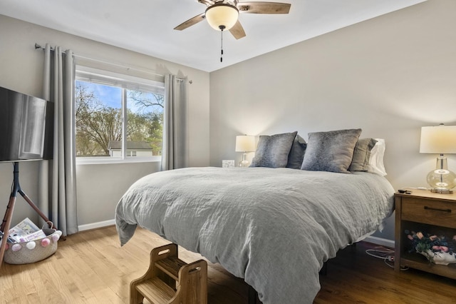 3104 Antelope Springs Rd, Northbrook, IL 60062 - bedroom featuring baseboards, wood finished floors, and ceiling fan