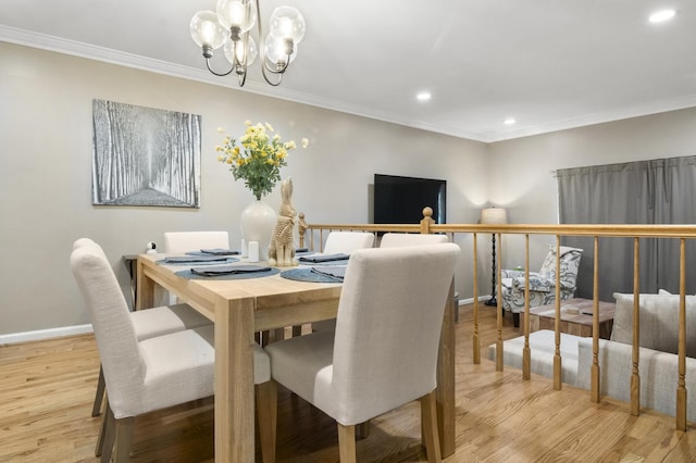 3104 Antelope Springs Rd, Northbrook, IL 60062 - dining space featuring a chandelier, crown molding, recessed lighting, and baseboards