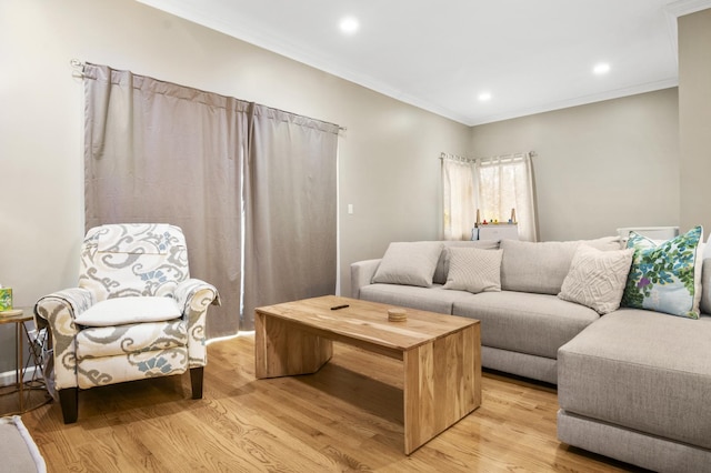3104 Antelope Springs Rd, Northbrook, IL 60062 - living area with recessed lighting, light wood-style flooring, and crown molding