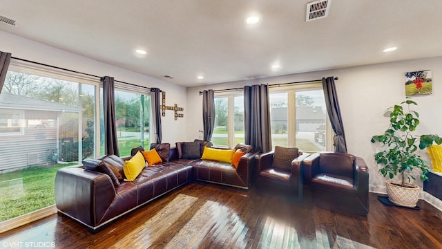 5743 Sherman Ave, Downers Grove, IL 60516 - living room featuring visible vents, recessed lighting, and hardwood / wood-style flooring