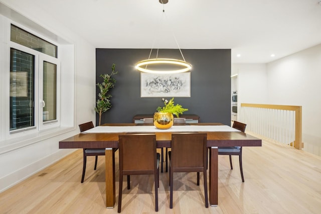 1350 W Walton St Unit 1W, Chicago, IL 60642 - dining space featuring light wood finished floors, recessed lighting, and baseboards