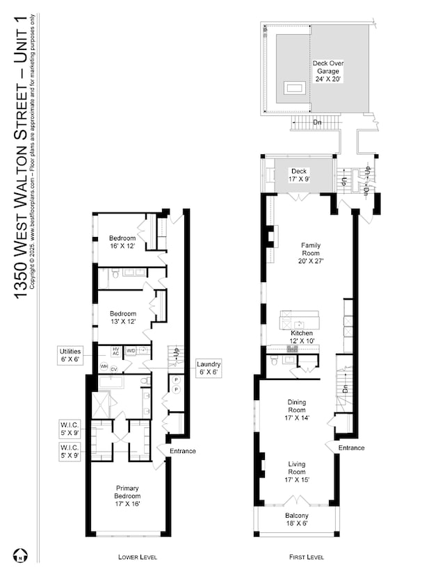 1350 W Walton St Unit 1W, Chicago, IL 60642 - floor plan / room layout