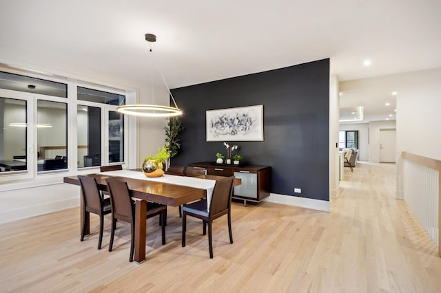 1350 W Walton St Unit 1W, Chicago, IL 60642 - dining space featuring light wood-type flooring, baseboards, and recessed lighting