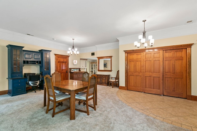 1616 Riverside Ave, Saint Charles, IL 60174 - dining room featuring a chandelier, crown molding, baseboards, and an office area