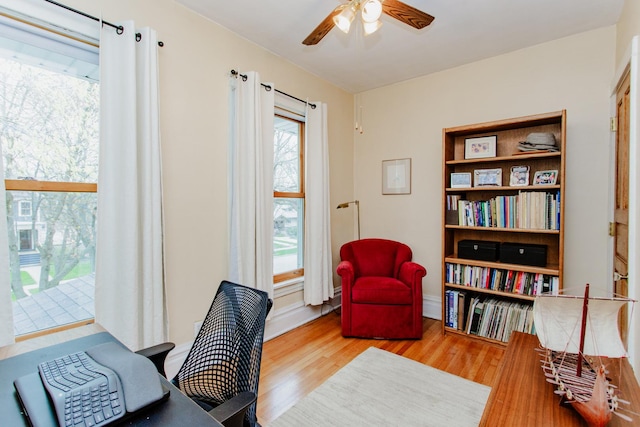 605 Ashland Ave, River Forest, IL 60305 - office space featuring baseboards, a ceiling fan, and wood finished floors