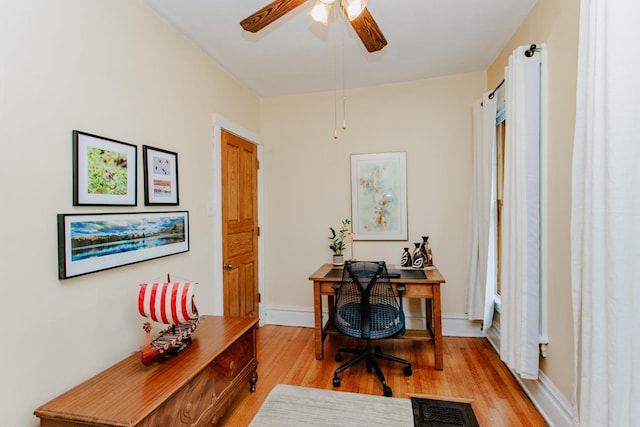 605 Ashland Ave, River Forest, IL 60305 - home office with a ceiling fan, visible vents, and light wood-style flooring