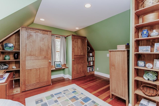 605 Ashland Ave, River Forest, IL 60305 - bedroom featuring baseboards, recessed lighting, wood finished floors, and lofted ceiling