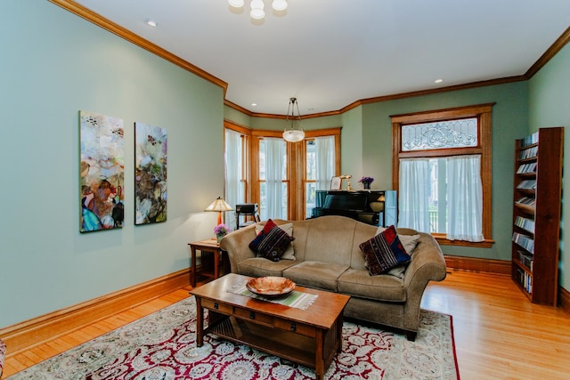 605 Ashland Ave, River Forest, IL 60305 - living room with wood finished floors, baseboards, and ornamental molding