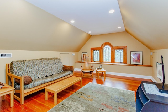 605 Ashland Ave, River Forest, IL 60305 - living area with recessed lighting, vaulted ceiling, wood finished floors, visible vents, and baseboards