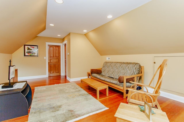 605 Ashland Ave, River Forest, IL 60305 - living area featuring lofted ceiling, baseboards, recessed lighting, and light wood-style floors