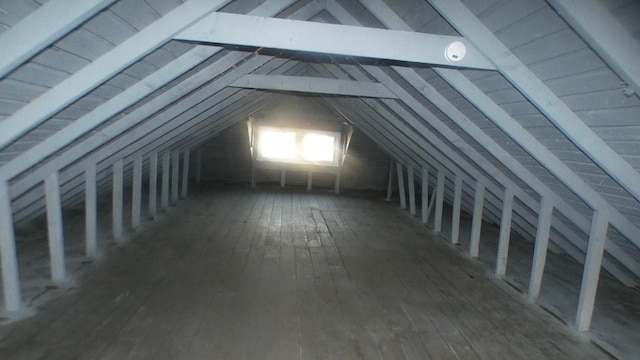 view of unfinished attic