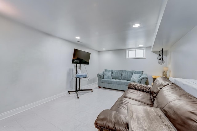 1213 N Irving Ave, Berkeley, IL 60163 - living room with light tile patterned flooring, baseboards, and recessed lighting