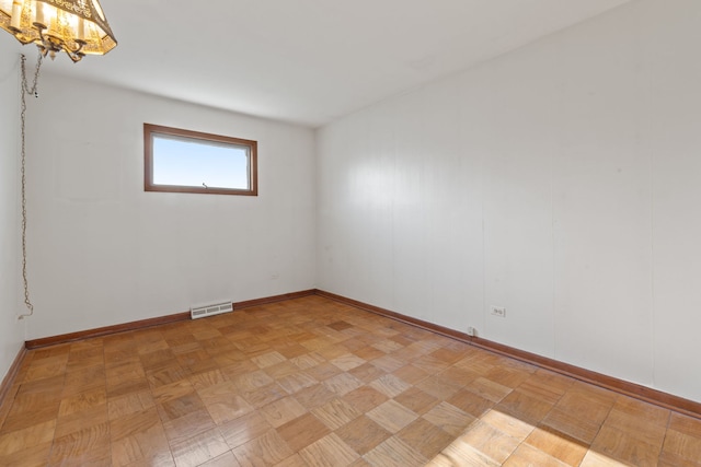 4620 Grace St, Schiller Park, IL 60176 - spare room featuring visible vents, baseboards, and a notable chandelier