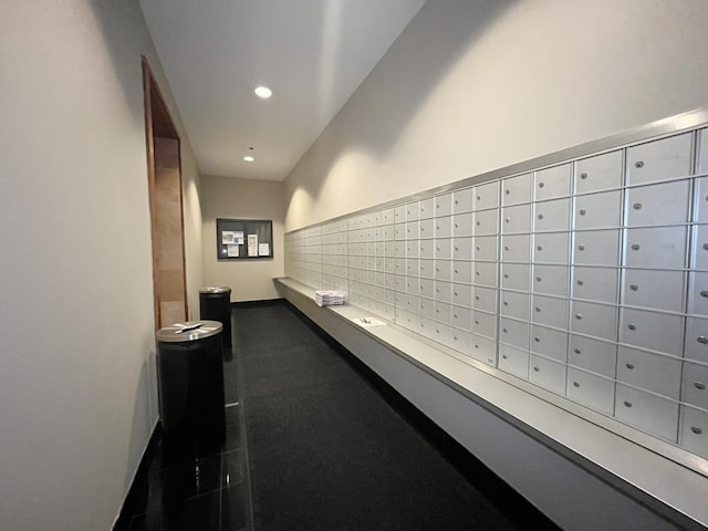 1122 N Clark St Unit 1702, Chicago, IL 60610 - hallway with mail area, baseboards, and recessed lighting