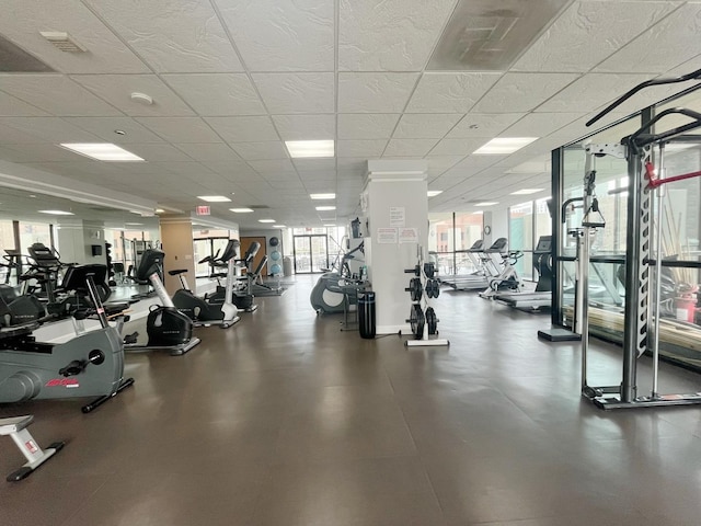 1122 N Clark St Unit 1702, Chicago, IL 60610 - exercise room featuring a drop ceiling