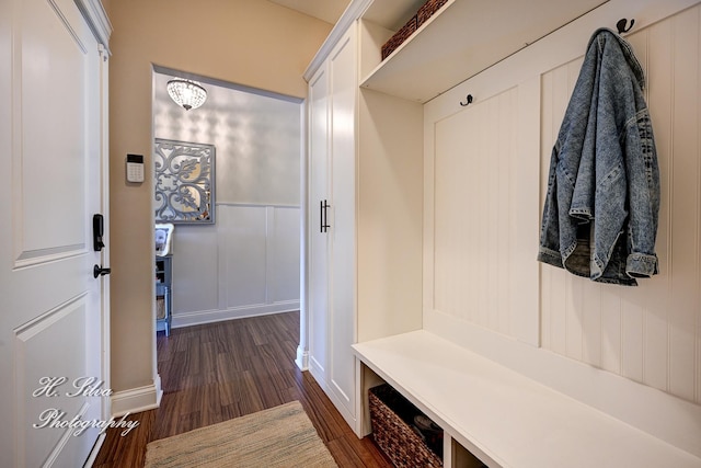 730 Goodfield Lndg, Elgin, IL 60124 - mudroom with a decorative wall, baseboards, and dark wood-type flooring