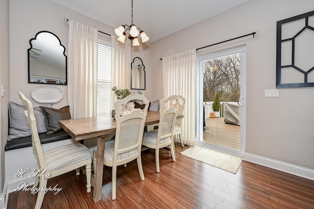 730 Goodfield Lndg, Elgin, IL 60124 - dining area with baseboards, wood finished floors, and a chandelier