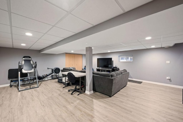 6522 S Kostner Ave, Chicago, IL 60629 - living area featuring a paneled ceiling, baseboards, and wood finished floors