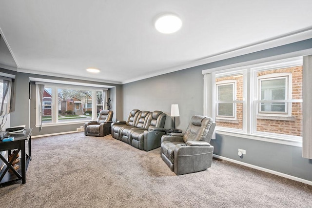 6522 S Kostner Ave, Chicago, IL 60629 - living area featuring baseboards, crown molding, and carpet
