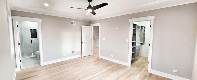 1911 S Prospect Ave, Park Ridge, IL 60068 - unfurnished bedroom featuring baseboards, light wood-style flooring, visible vents, and connected bathroom