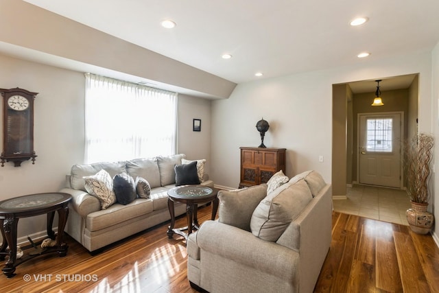 13474 Lehigh St, Huntley, IL 60142 - living area with baseboards, recessed lighting, and wood finished floors