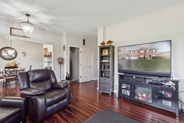 229 Stone Hollow Dr, Poplar Grove, IL 61065 - living area featuring wood finished floors and a chandelier