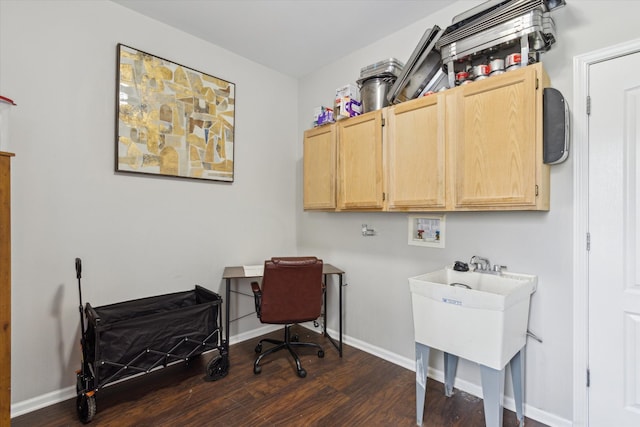 229 Stone Hollow Dr, Poplar Grove, IL 61065 - office area featuring baseboards and dark wood-type flooring