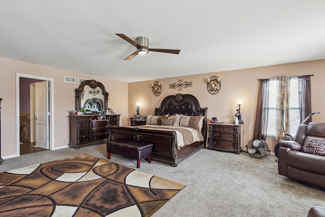 229 Stone Hollow Dr, Poplar Grove, IL 61065 - carpeted bedroom with visible vents and a ceiling fan