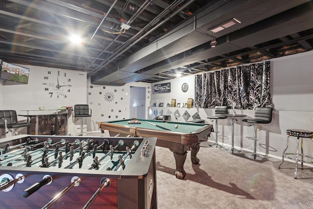 229 Stone Hollow Dr, Poplar Grove, IL 61065 - recreation room featuring carpet flooring, visible vents, and billiards
