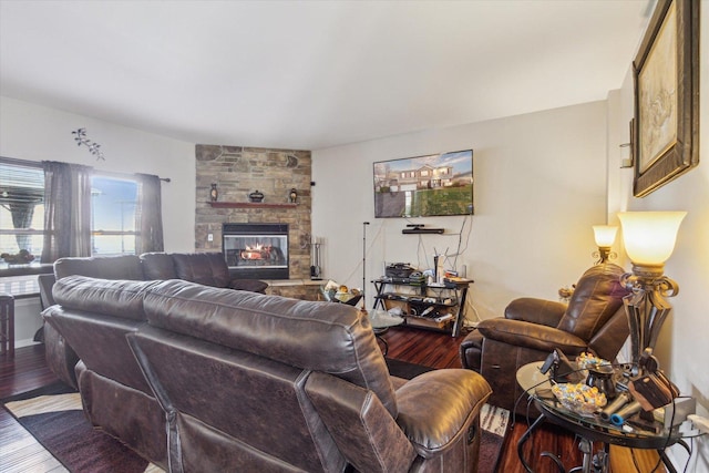 229 Stone Hollow Dr, Poplar Grove, IL 61065 - living room with a stone fireplace and wood finished floors