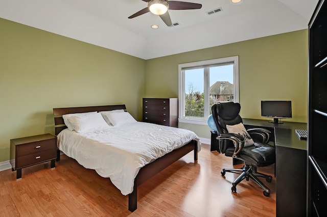 909 Prairie Ridge Ct, Burr Ridge, IL 60527 - bedroom featuring baseboards, wood finished floors, a desk, recessed lighting, and a ceiling fan