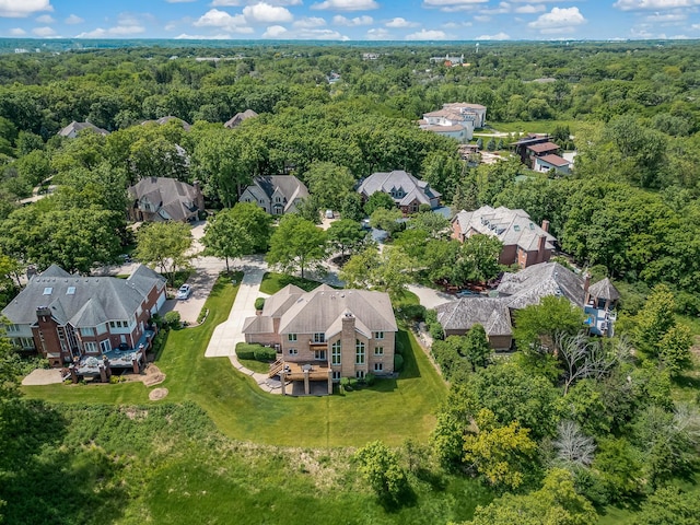 909 Prairie Ridge Ct, Burr Ridge, IL 60527 - aerial perspective of suburban area with a heavily wooded area