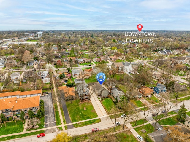 aerial view with a residential view
