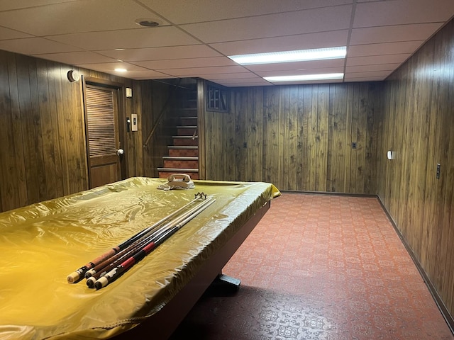 9609 S Kenneth Ave, Oak Lawn, IL 60453 - interior space with wooden walls and a drop ceiling