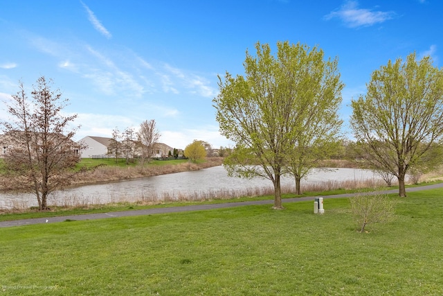 view of yard featuring a water view