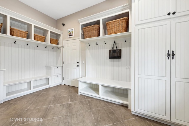 mudroom with tile patterned floors