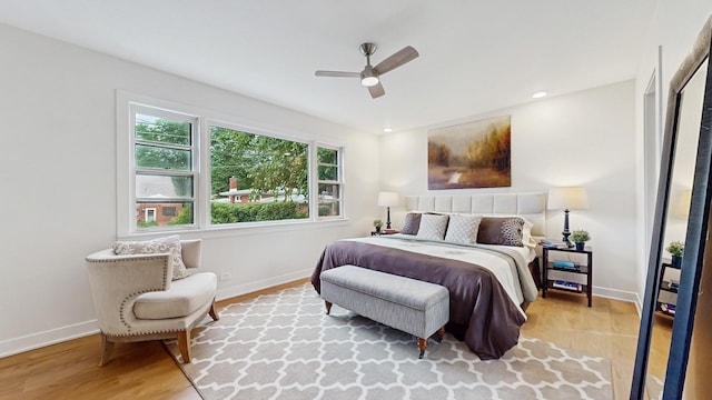 7350 N Karlov Ave, Lincolnwood, IL 60712 - bedroom featuring wood finished floors, a ceiling fan, and recessed lighting