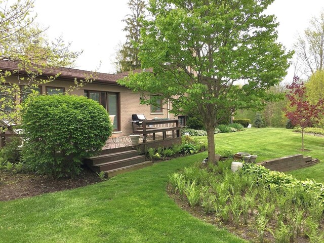 view of yard with a deck