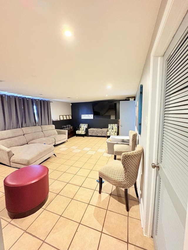 16117 Wabash Ave, South Holland, IL 60473 - living room featuring light tile patterned flooring and recessed lighting
